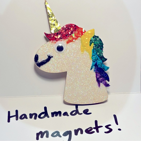 Hand Crafted Other - UNICORN - handmade/painted wooden magnet